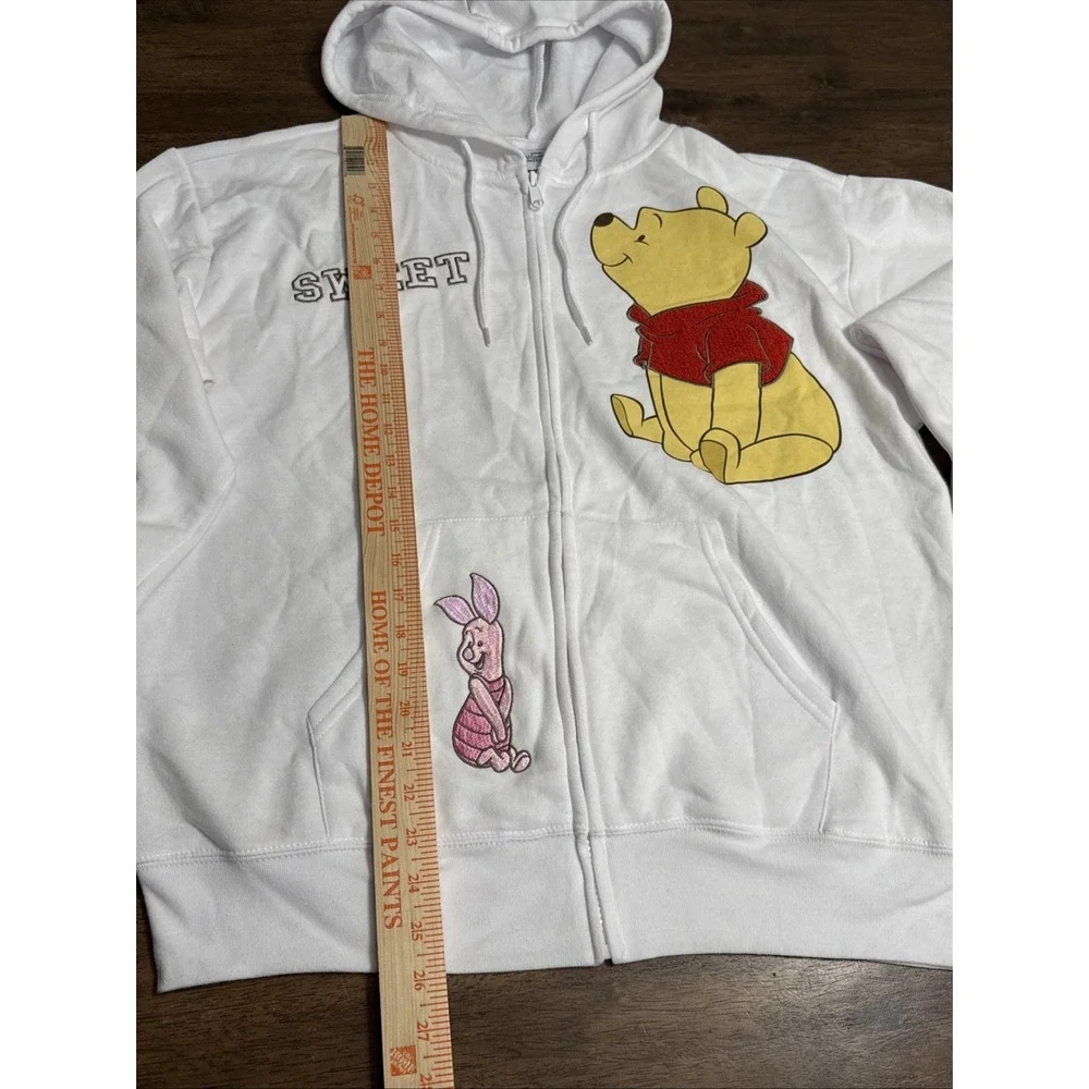 Disney Winnie The Pooh Licensed Zip Up Hoodie Sweatshirt‎ Embroidered Size Large
